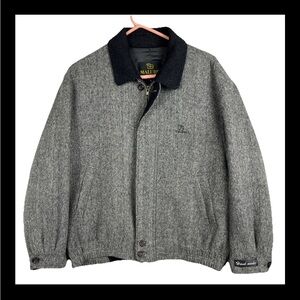 Vtg Malubel Sydney Bomber Jacket Women’s Large Herringbone Wool Hand Made Gray